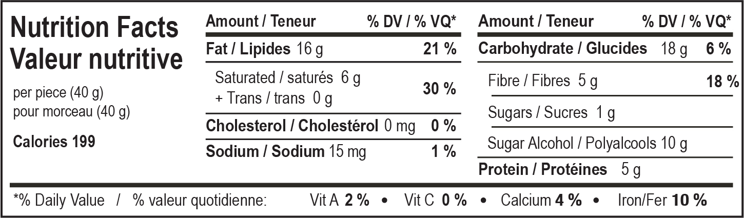 nutrition facts table for No Sugar Added Milk Almond Ridge