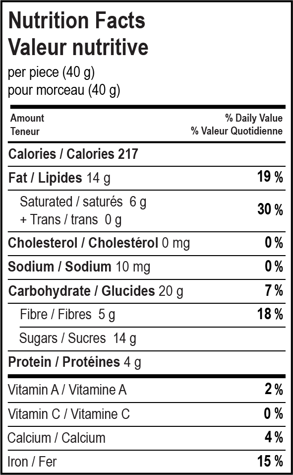 nutrition facts table for Dark Rocky Road Ridge